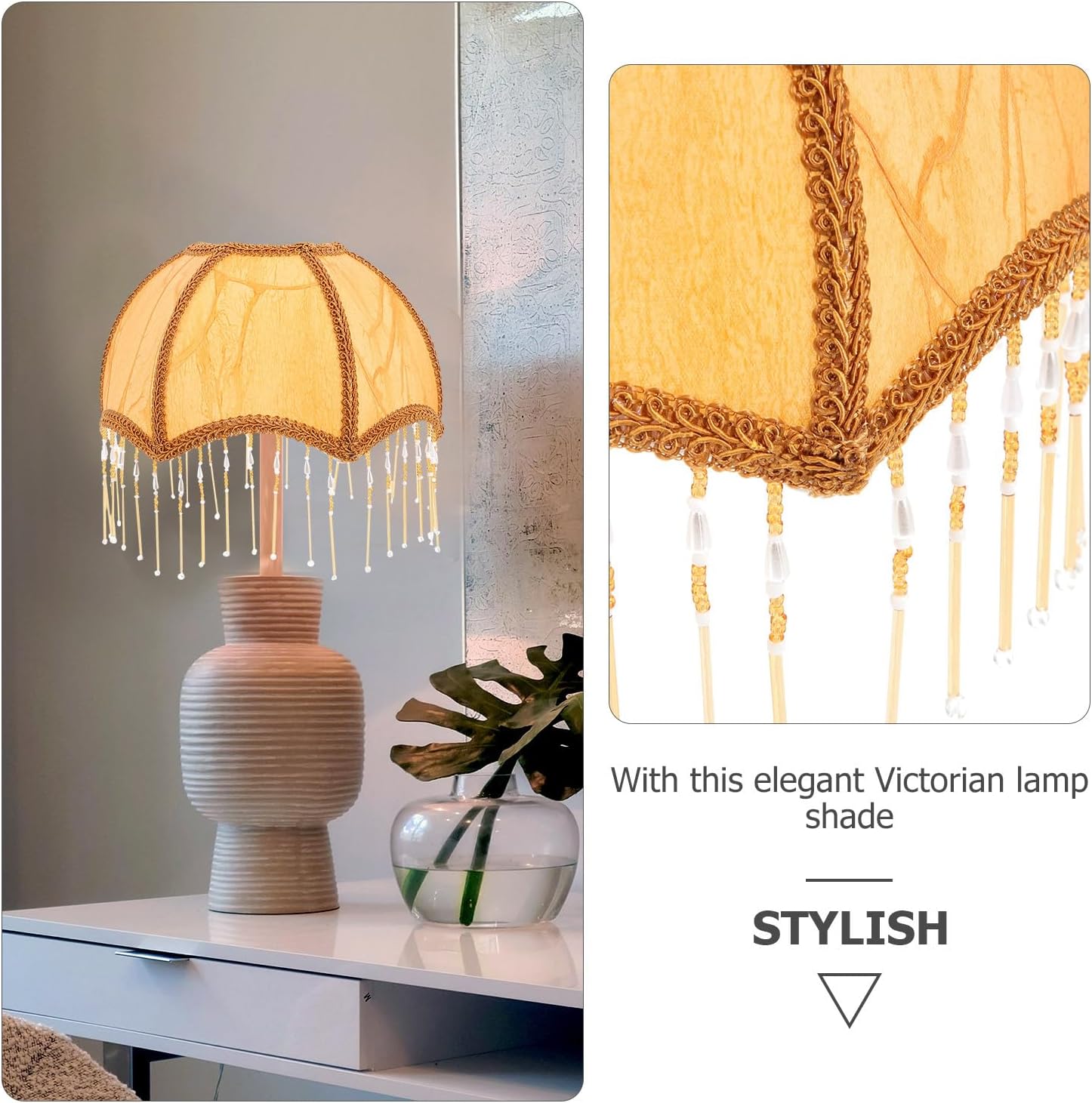 DOITOOL Scalloped Lamp Shade Vintage Lamp Shade Fringe European Lampshade Vintage Replacement Floor Lamp Cover Hotel Tassel Lampshade s for Hotel