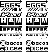 Vista 1 de Juego de 16 calcomanías divertidas para patrocinador, calcomanías de vinilo para automóvil, calcomanías de marca, huevos de desayuno, leche, Negro