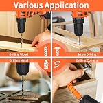PULITUO 20V Perceuse/conducteur sans fil, 2 Tournevis électrique pour batteries, 30Nm Conducteur de perceuse électrique, 21+1, 2 Vitesse, 3/8" sans clé, perceuse avec LED Kit conducteur léger pour la maison (Orange)
