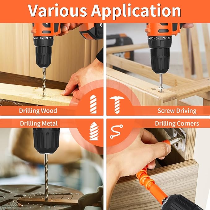 Taladro Atornillador Inalámbrico PULITUO 20V, 30Nm, 2 Velocidades, 2 Baterías miniatura 7