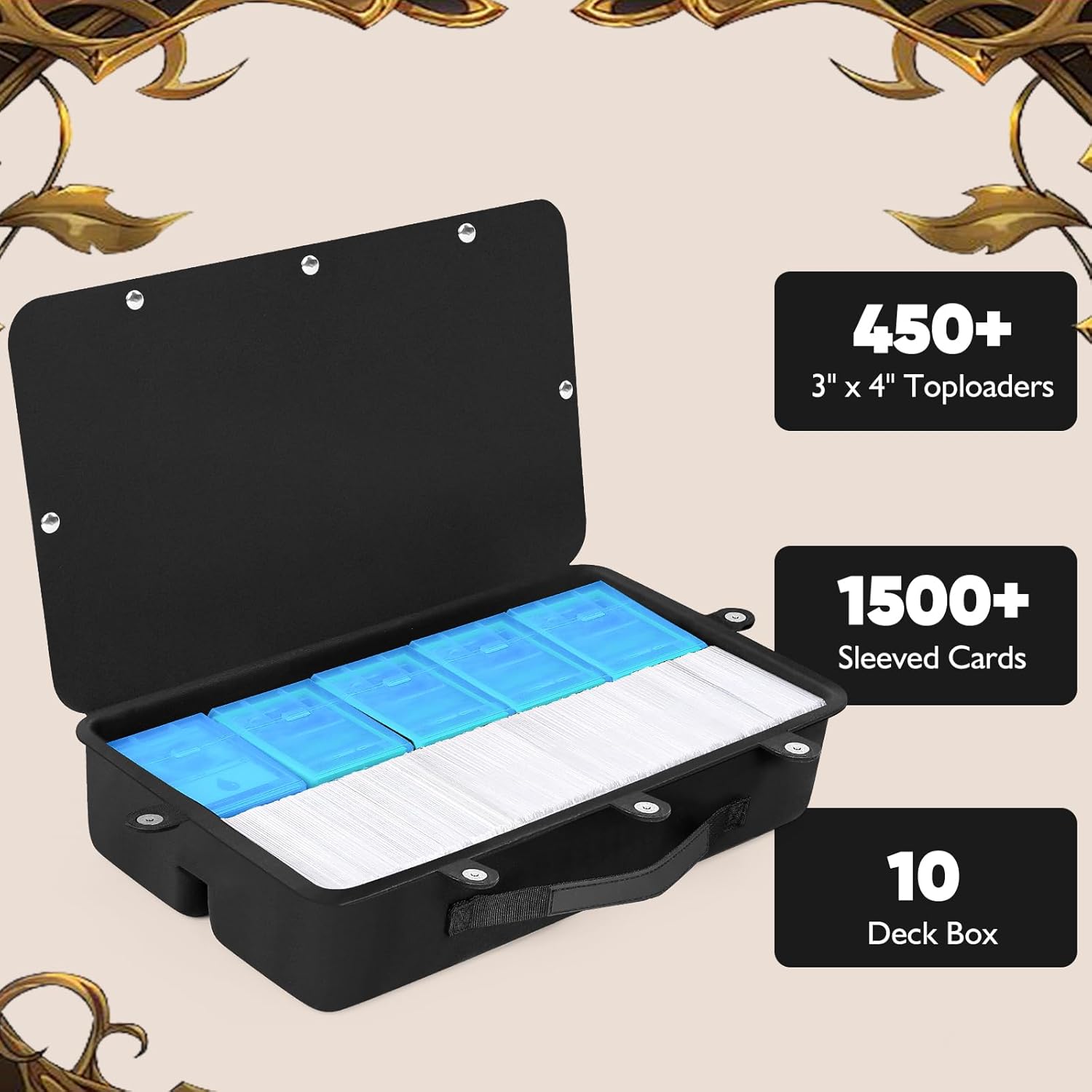 Deck Box Storage Case Compatible with MTG Cards and 3" x 4" Hard Card Sleeves - Card Deck Organizer Box for Commander Deck Boxes and Playmat(Case Only)