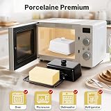 HONZUEN Beurrier Céramique avec Couvercle 250g et 500g, Blanc - 6