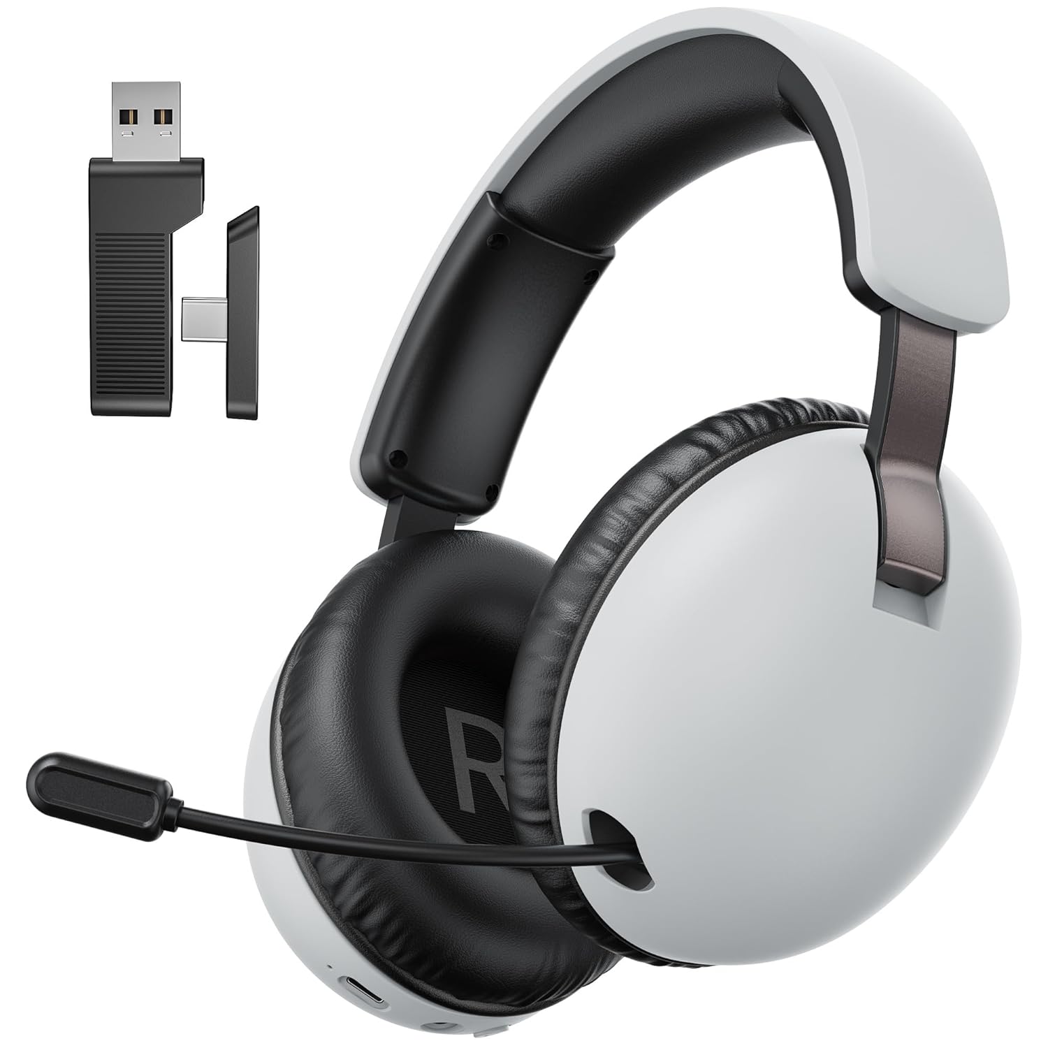 Wireless Gaming Headset with Mic for PC PS4 PS5,2.4GHz/Bluetooth Gamer Headphones with Noise Canceling Microphone (Stone Grey) Wireless Gaming Headset with Mic for PC PS4 PS5,2.4GHz/Bluetooth Gamer Headphones with Noise Canceling Microphone (Stone Grey)