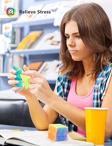 Miniatura 8 de Vdealen Juego de cubos de velocidad, paquete de cubos de 2 x 2 x 2, 3 x 3 x 3 pulgadas, cubo mágico sin calcomanías, rompecabezas suave, regalo para