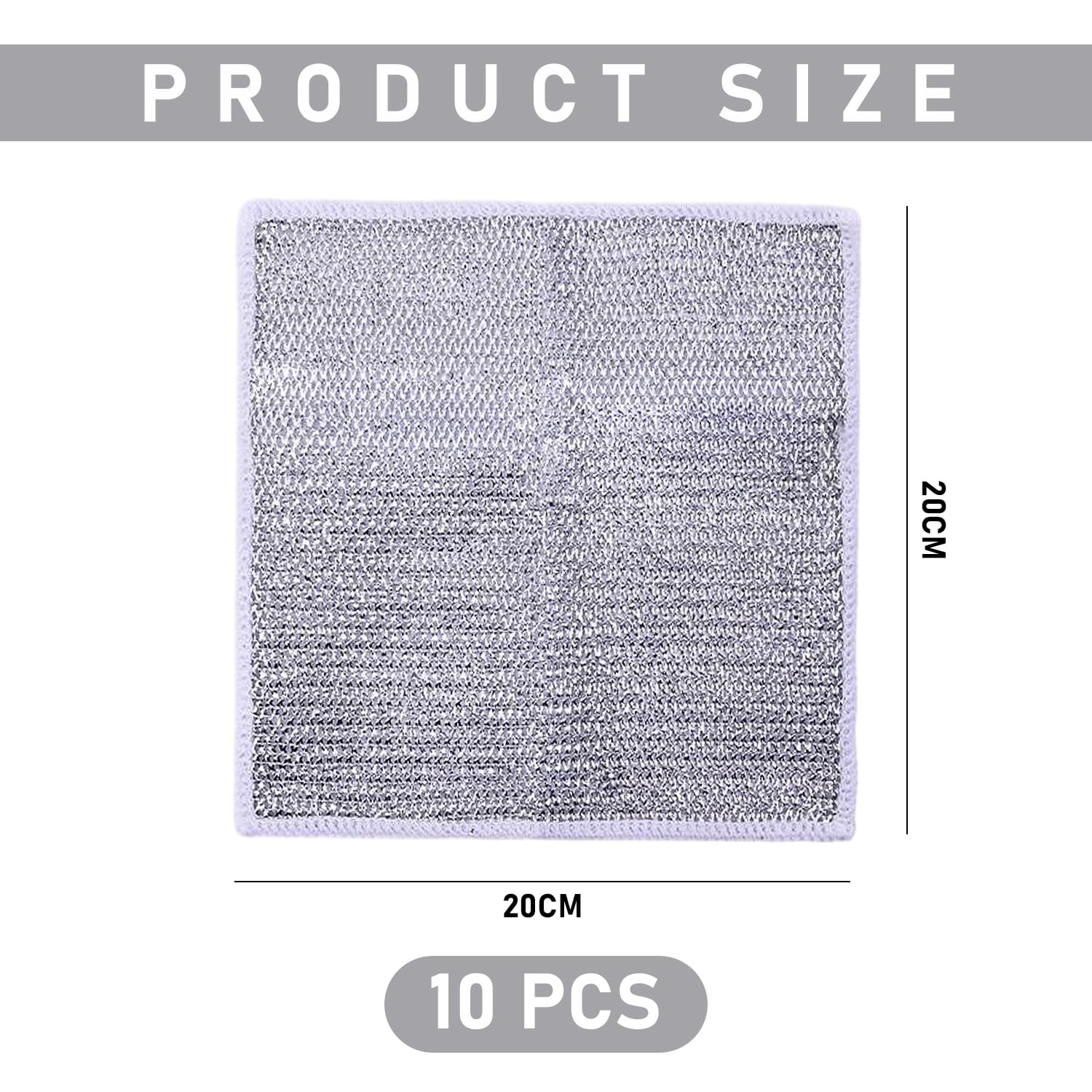 Lot De 10 Chiffons En Inox Réutilisables Double Couche - 20x20 Cm, Pour Vaisselle, éviers, Nettoyage Cuisine