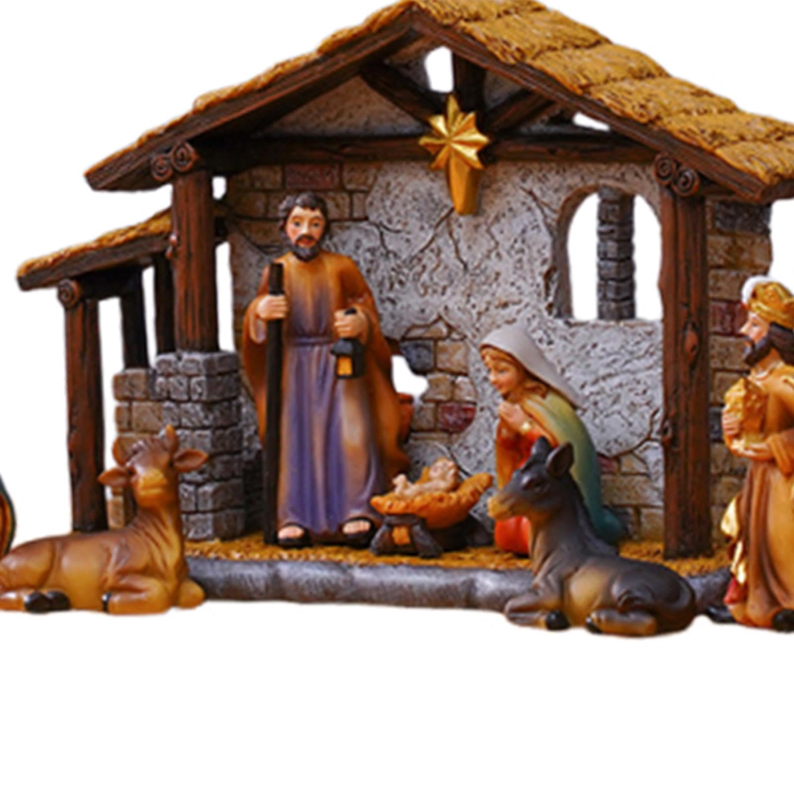 Navideño, Decoración de Interiores, Escenas Navideñas Coleccionables para Mesa.