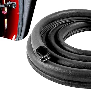 Bawkars 20Ft Car Door Weather Stripping, Rubber Car Door Rubber Edge Trim Seal Strip, U-Shaped Push-in Door Seal Strip Gasket with Metal Clip, Universal for Car, Boat, Truck, RV, Home (Black)