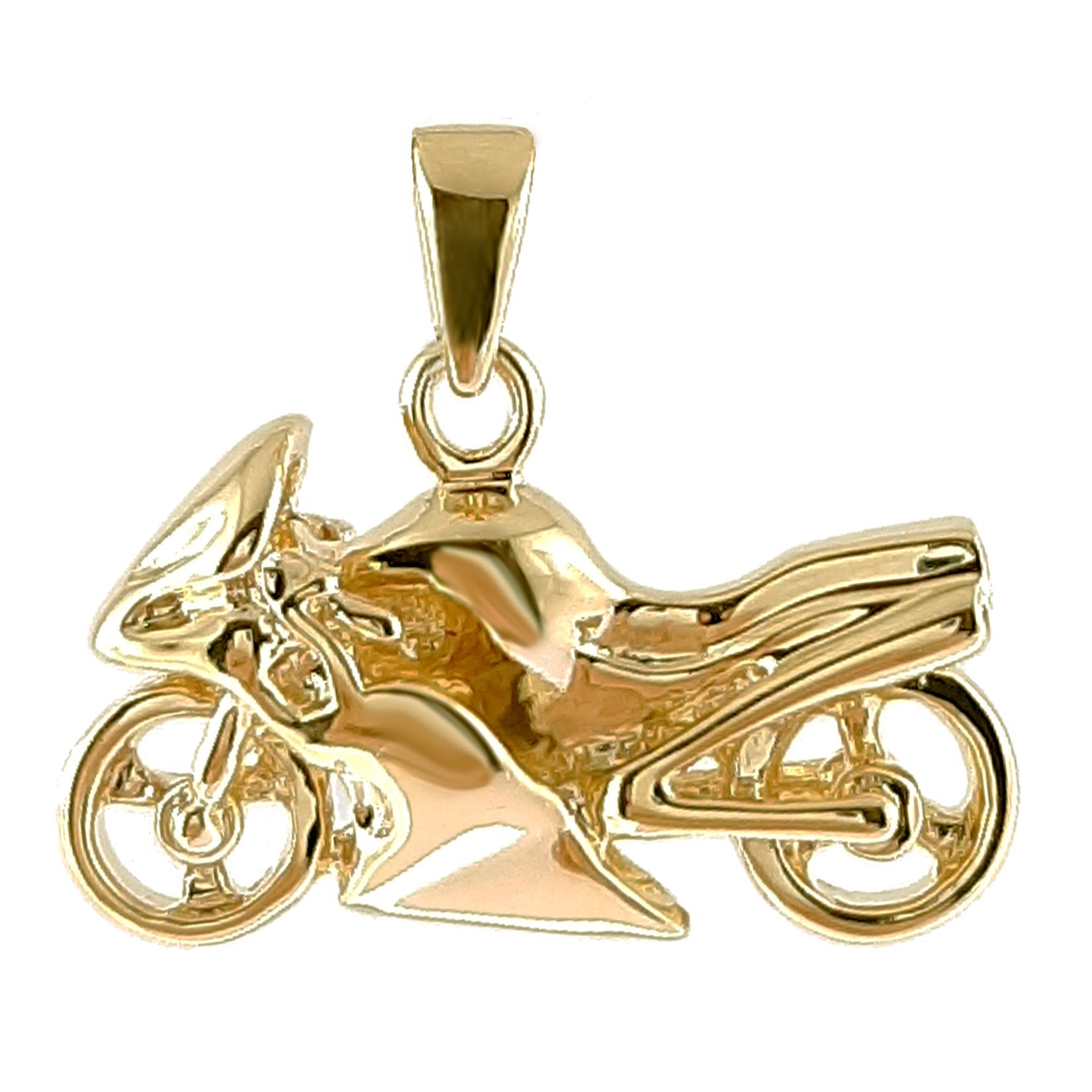 Pendentif Moto de course Plaqué Or 750/000 - Neuf