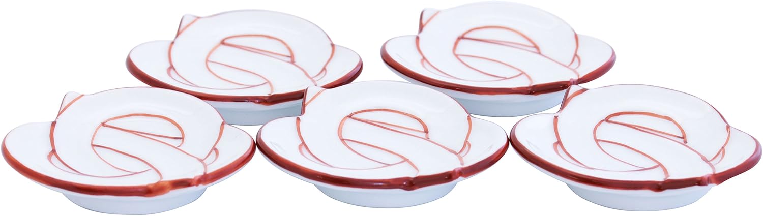 24to3 Nishitomi Pottery Arita Ware Plate Set, Tansei Kiln Knotted Chopsticks Rest, Chopsticks, 5 Pieces, New Year's Tableware, Made in Japan