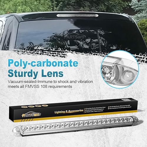 Miniatura 2 de Partsam Barra de luz sumergible de 17 pulgadas con lente transparente roja, 23 LED, para remolque, camión, caravana, parada, cola trasera, tercera