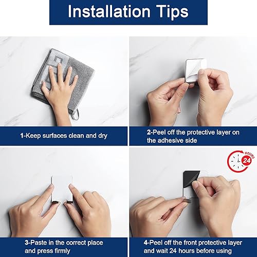 Miniatura 5 de NearMoon Ganchos adhesivos para afeitar, de acero inoxidable de alta calidad, ganchos de pared, impermeables, resistentes, para colgar toallas y