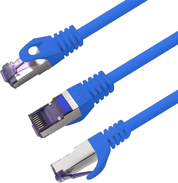 1aTTack.de Cat.7 Cavo di Rete 0,5m - Blu - 5 Pezzi - Ethernet LAN Cat.7 SFTP PIMF LSZH Spina RJ45 Cat6a 10 Gbit s - 3