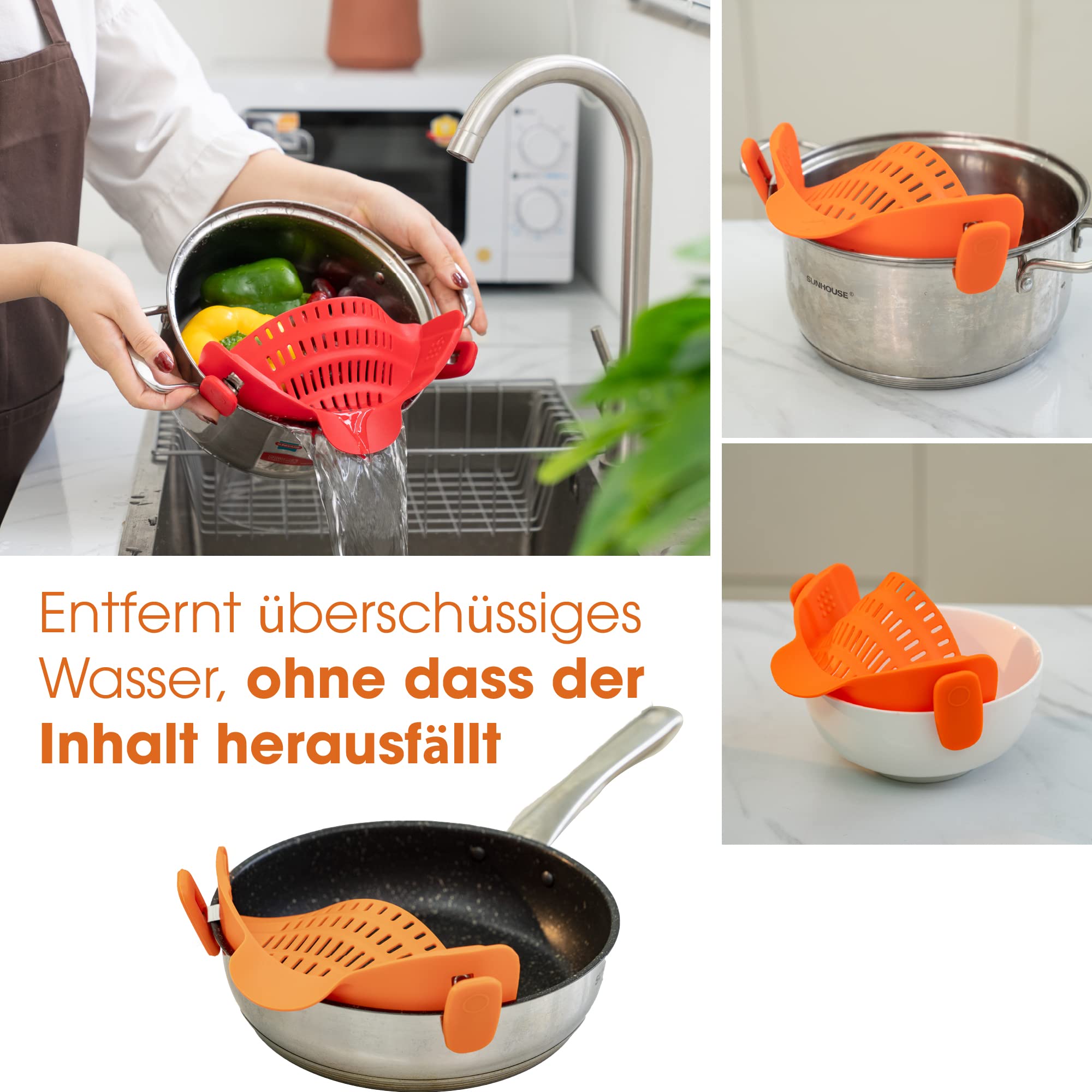 Passoire De Cuisine En Silicone Pliable - Clip Universel Pour Casseroles Et Poêles, Égouttoir Pâtes Légumes Fruits