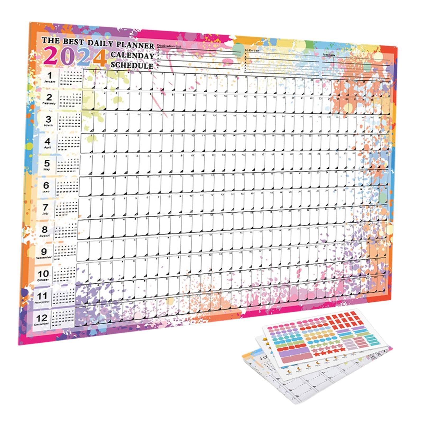 Set di 10 calendari da appendere alla parete 2024, calendario annuale per compiti in aula e la casa, stile B