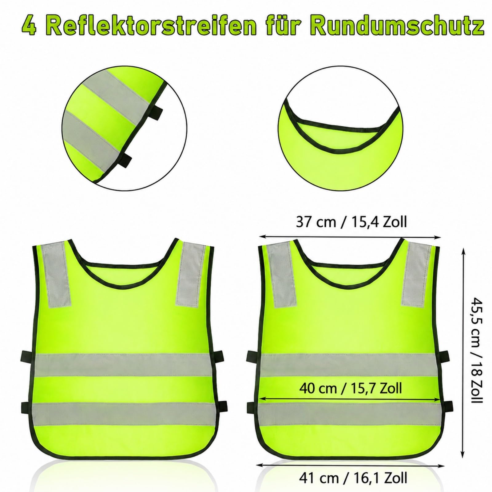 20 Stück Warnweste Kinder, Grad Reflektierende Sicherheitsweste Gelb, Hochsichtbare Weste für Sport, Laufen, Fahrrad, Schule, Auto, Jungs, Mädchen