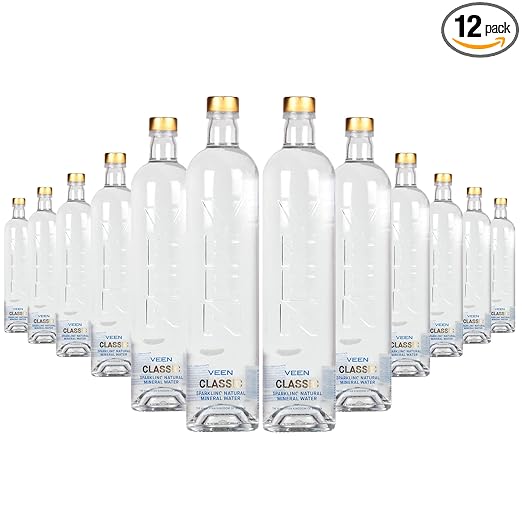Veen Natural Mineral Sparkling Water from the Himalayas, 660 ml (Pack of 12, Bottled from a pristine spring in Bhutan | Premium Glass Bottle | Pure and Pristine Himalayan Water)