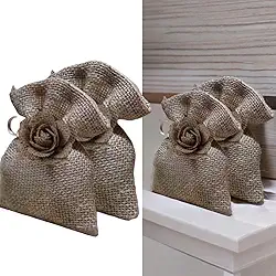 Saquinho de Juta para Festa e Lembrancinha, 10 x 15 cm, 10 Unidades