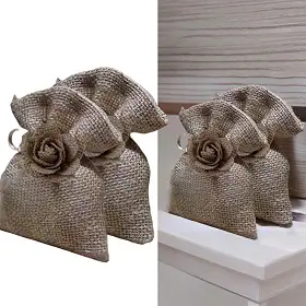 Saquinho de Juta para Festa e Lembrancinha, 10 x 15 cm, 10 Unidades