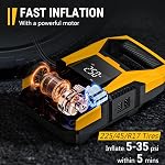 CARSUN AC/DC Gonfleur de pneus Portable Air Compresseur, double puissance pour la maison 110V AC et de voiture 12V DC Air Pompe avec jauge de pression, arrêt automatique, pompe à pneus pour moto de voiture et autres pneumatiques