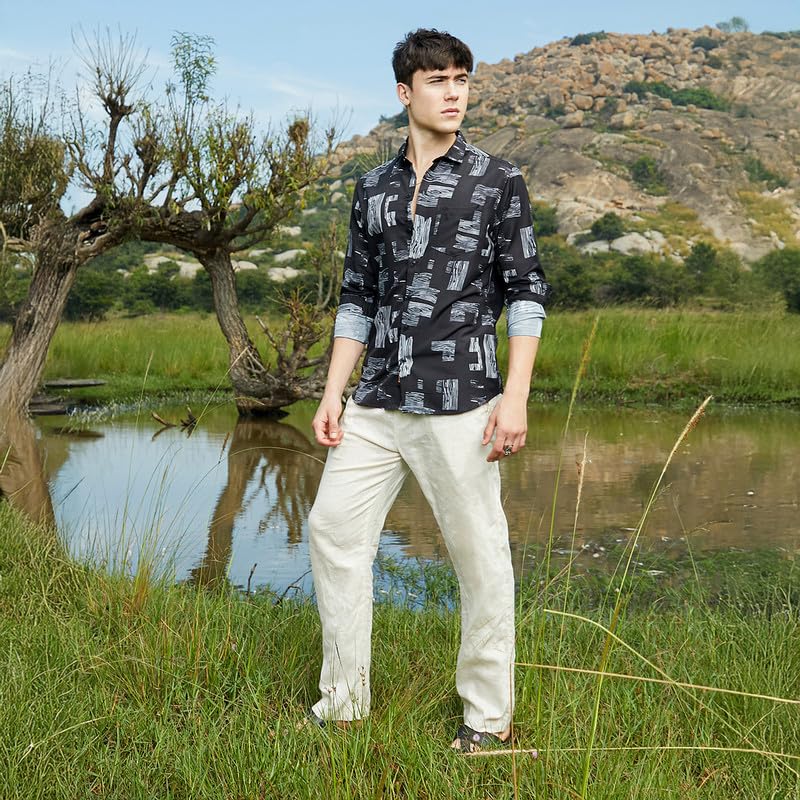 Image of CAHOOT Men's Shirt for Casual Wear | Spread Collar | Long Cuffed Sleeves | Button Closure | Shirt Crafted with Comfort Fit for Everyday Wear