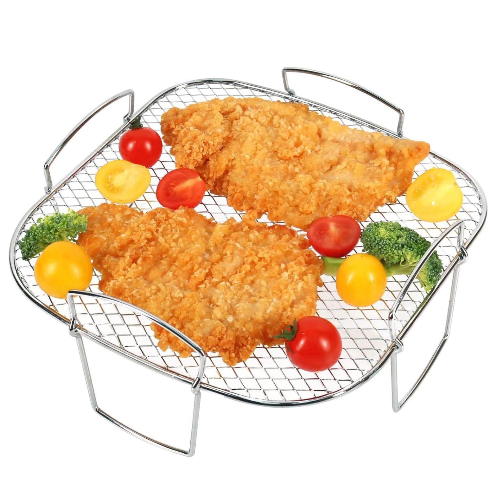 Cocoarm Stojak do frytkownicy powietrznej, odwadniacz żywności, grill 304, kratka odwadniająca ze stali nierdzewnej, do frytkownicy powietrznej, akcesoria do owoców, mięs i deserów (grill)