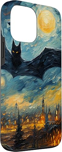 Miniatura 3 de Funda para iPhone 13 Pro Max Halloween espeluznante murciélago negro noche estrellada Van Gogh