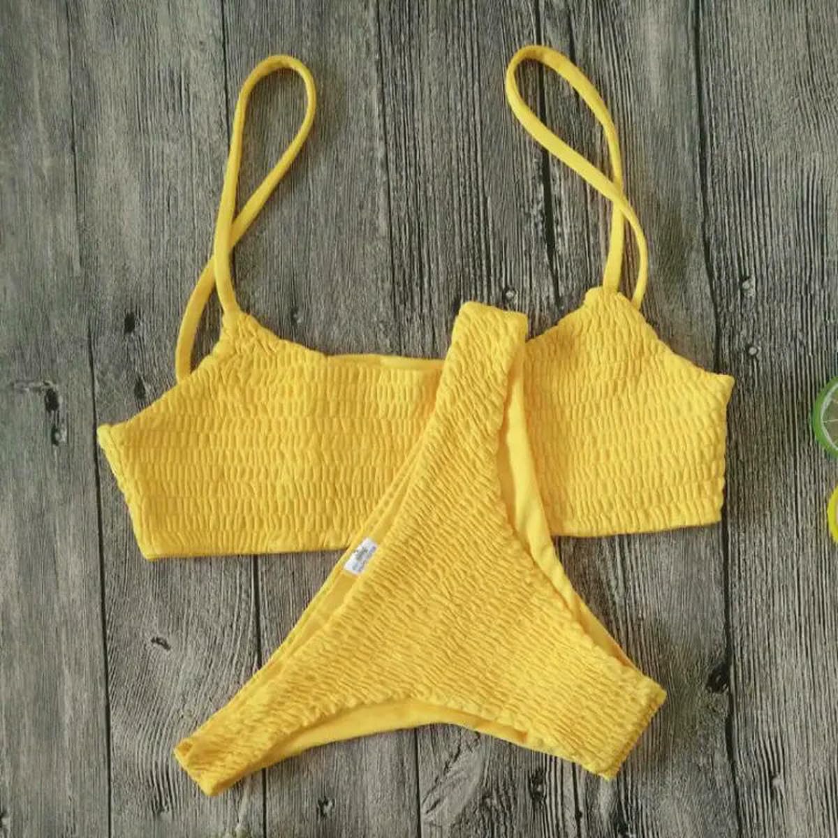 Dzianinowy damski zestaw bikini push-up z usztywnieniem | Wielokolorowy zestaw bikini push-up dla kobiet w wielu rozmiarach