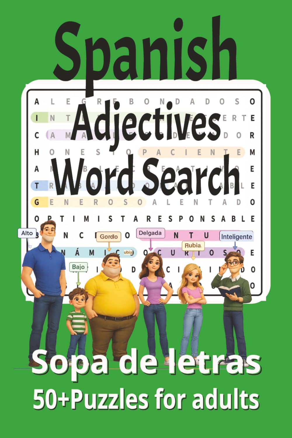 Spanish Adjectives Word Search: Sopa de letras 50+ puzzles for adults