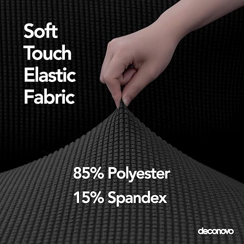 Miniatura 5 de Deconovo Funda protectora de elastano ajustable antideslizante para sillón de alta elasticidad, antiarrugas, con estampado sólido, silla, color negro