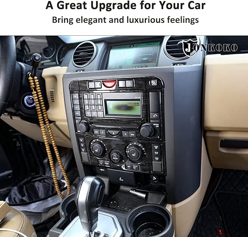 Miniatura 5 de YIWANG para Land Rover Discovery 3 LR3 2004-2009 coche modo de control central botón marco etiqueta engomada coche Accesorios (grano de madera negra)