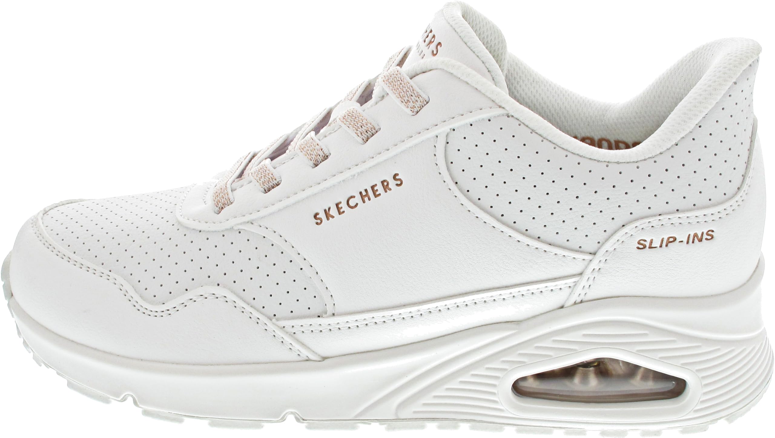 Skechers Women's Uno Banksia Luxe Sneaker, White Duraleather, 5 UK