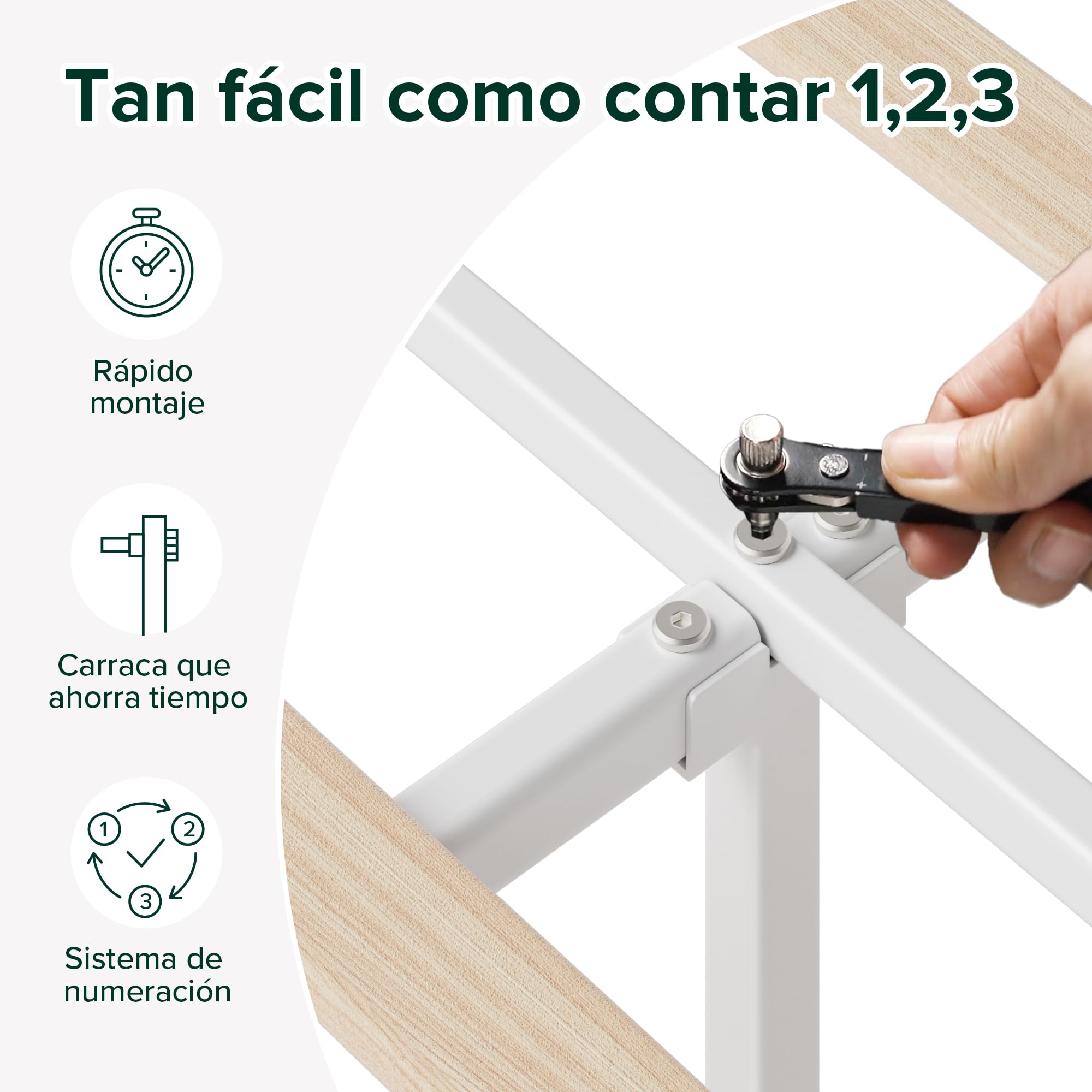 Zinus Piper Somier 135x190 cm - Altura 30 cm - Base Cama Matrimonio Tapizada con Cabecero - Láminas de Madera - Montaje Fácil- Blanco Roto