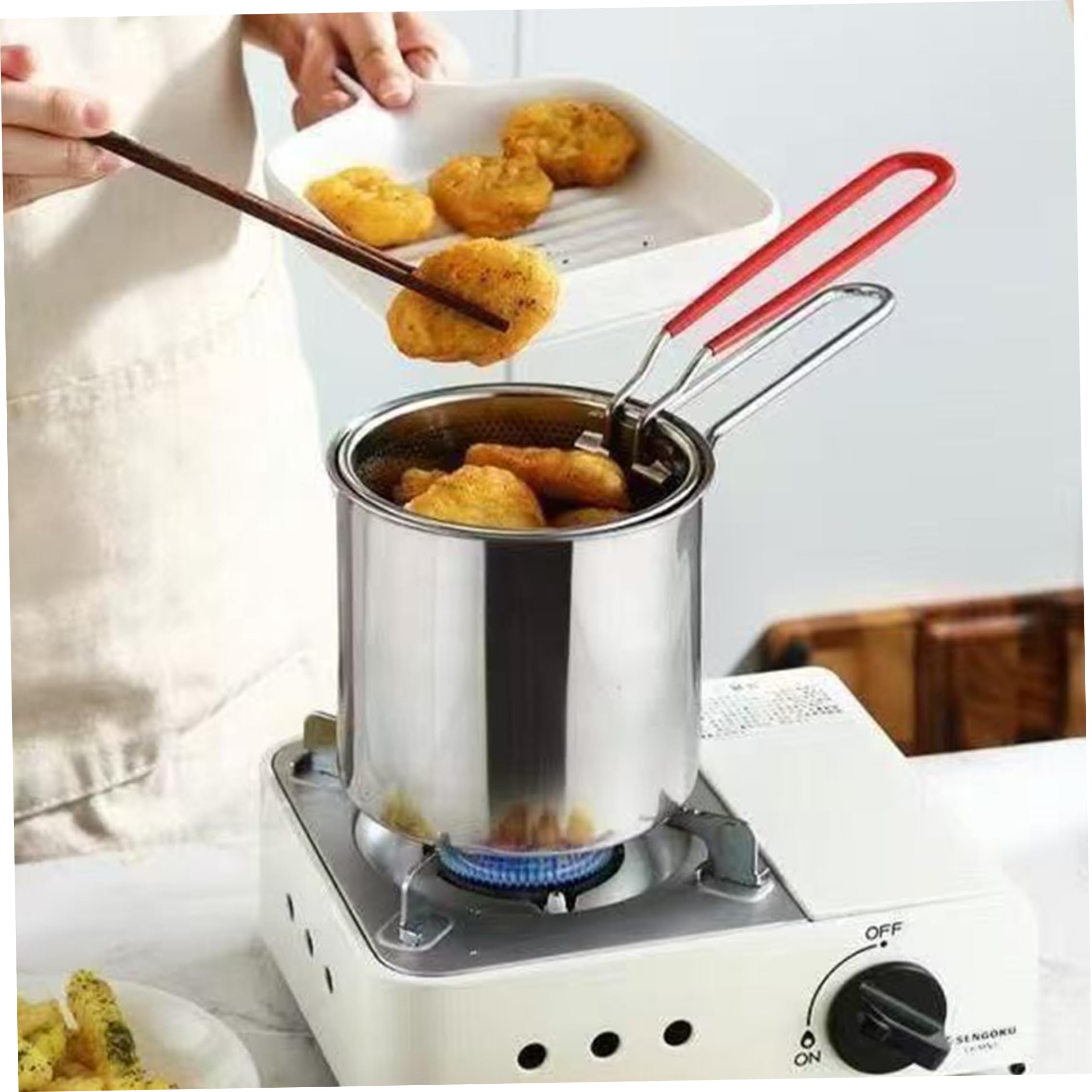 Friggitrice in acciaio inossidabile con cestello, cestello estraibile da 1, 2 litri