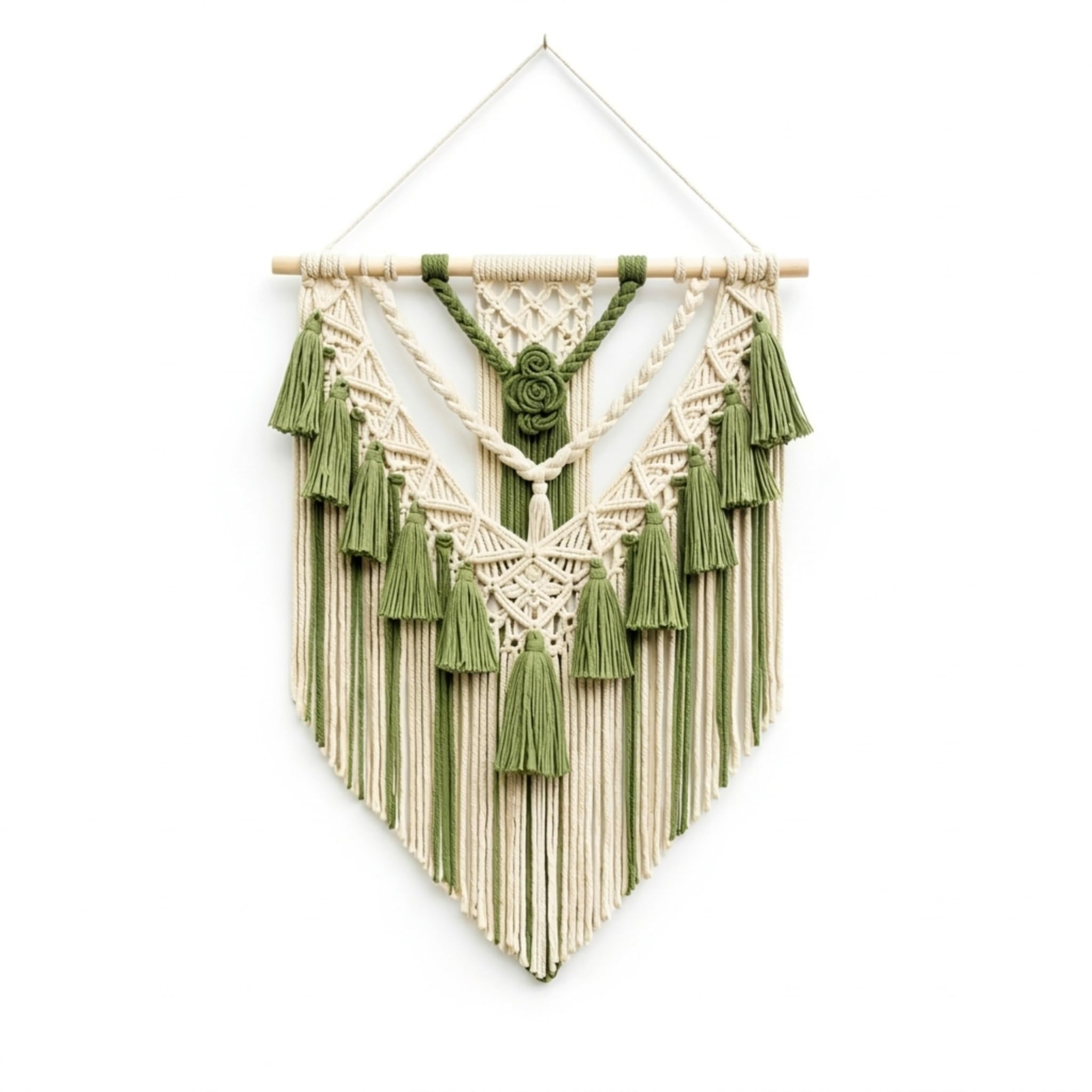 IMIARA DECORS Boho Wall Hanging Macrame Tapestry Handmade Polycotton Aesthetic Home Decor for Bedroom, Living Room & Office Hall | Olive Green Bohemian with Tassels Art | 70 Centimeters – Unique Gift