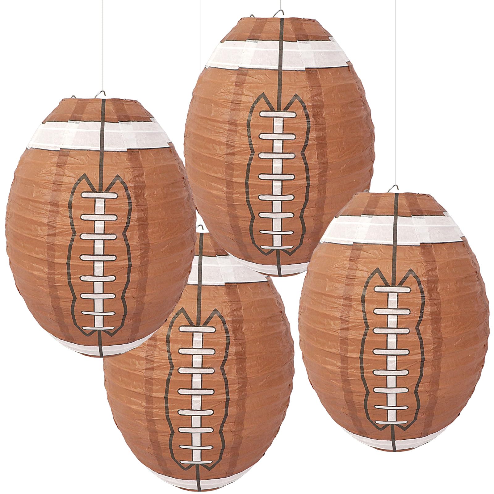 DECYOOL 4PCS Football Paper Lanterns Hanging Football Decoration Ball Lantern Table Centerpieces for Sports Creative Football Party Birthday Classroom Supply Decorations