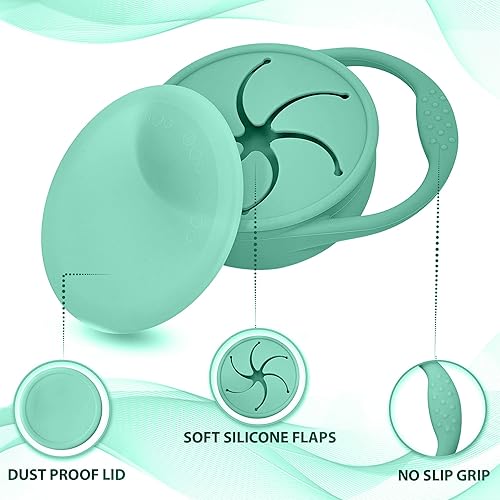 Miniatura 4 de BraveJusticeKidsCo - Snack Attack Cup - Contenedor de bocadillos de silicona plegable, recipiente para snacks para bebés y niños pequeños