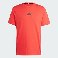 adidas Uomo Essential Three Stripes Single Jersey Shirt, Pure Ruby/Black