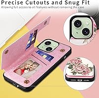 Vista 333 de UEEBAI Funda tipo cartera para iPhone 15 Pro Max con tarjetero, cubierta de cuero PU con soporte, bloqueo RFID, doble cierre magnético, relieve