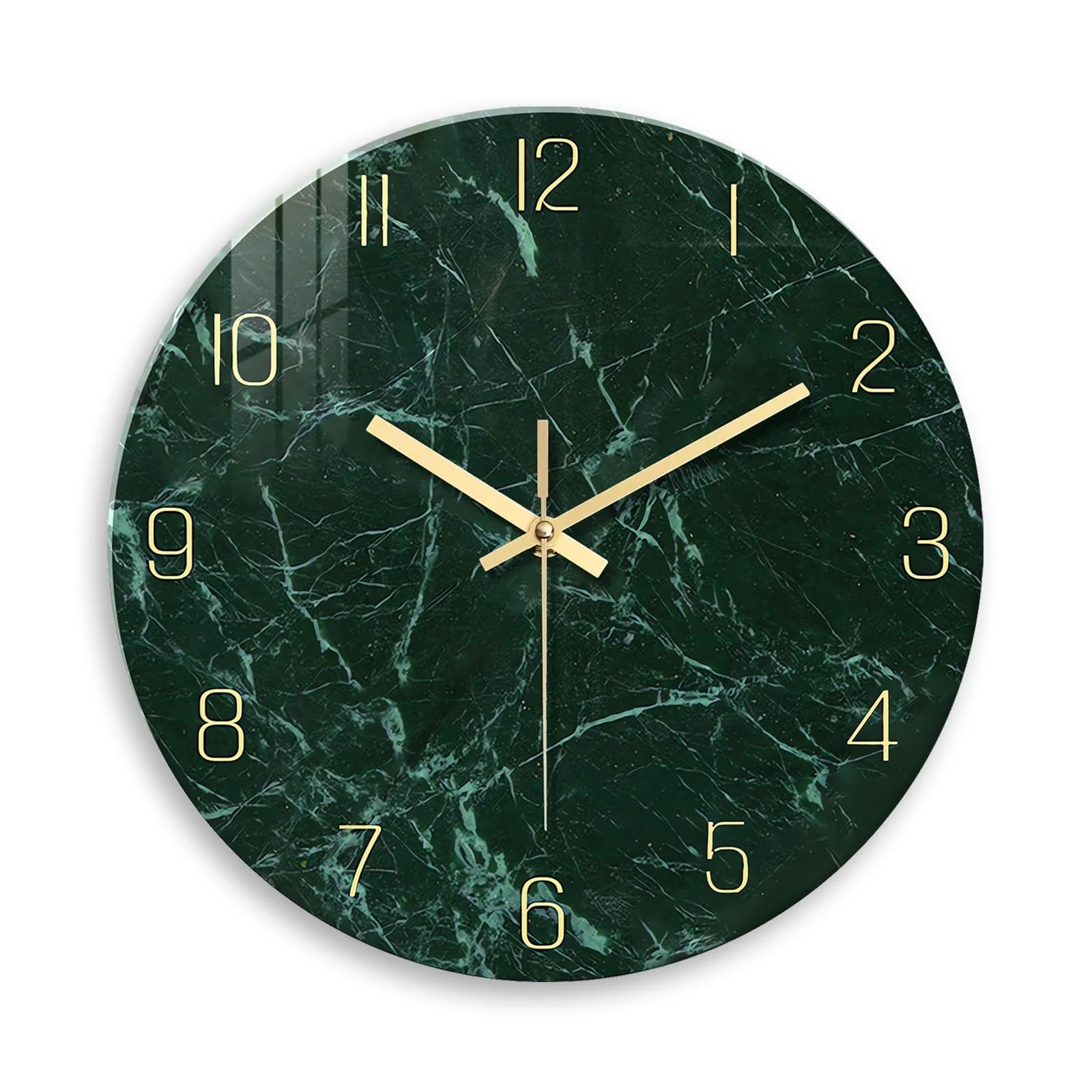 Horloge murale en verre trempé effet marbre chic et silencieuse de 30 cm