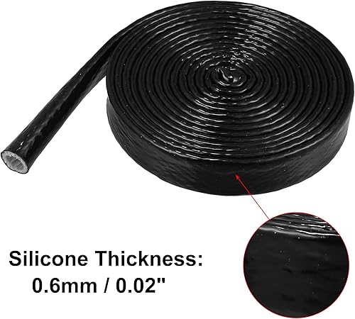 Miniatura 4 de X AUTOHAUX Cinta de fibra de vidrio recubierta de silicona con funda de fuego de 12 pulgada de identificación x 10 pies para líneas de manguera
