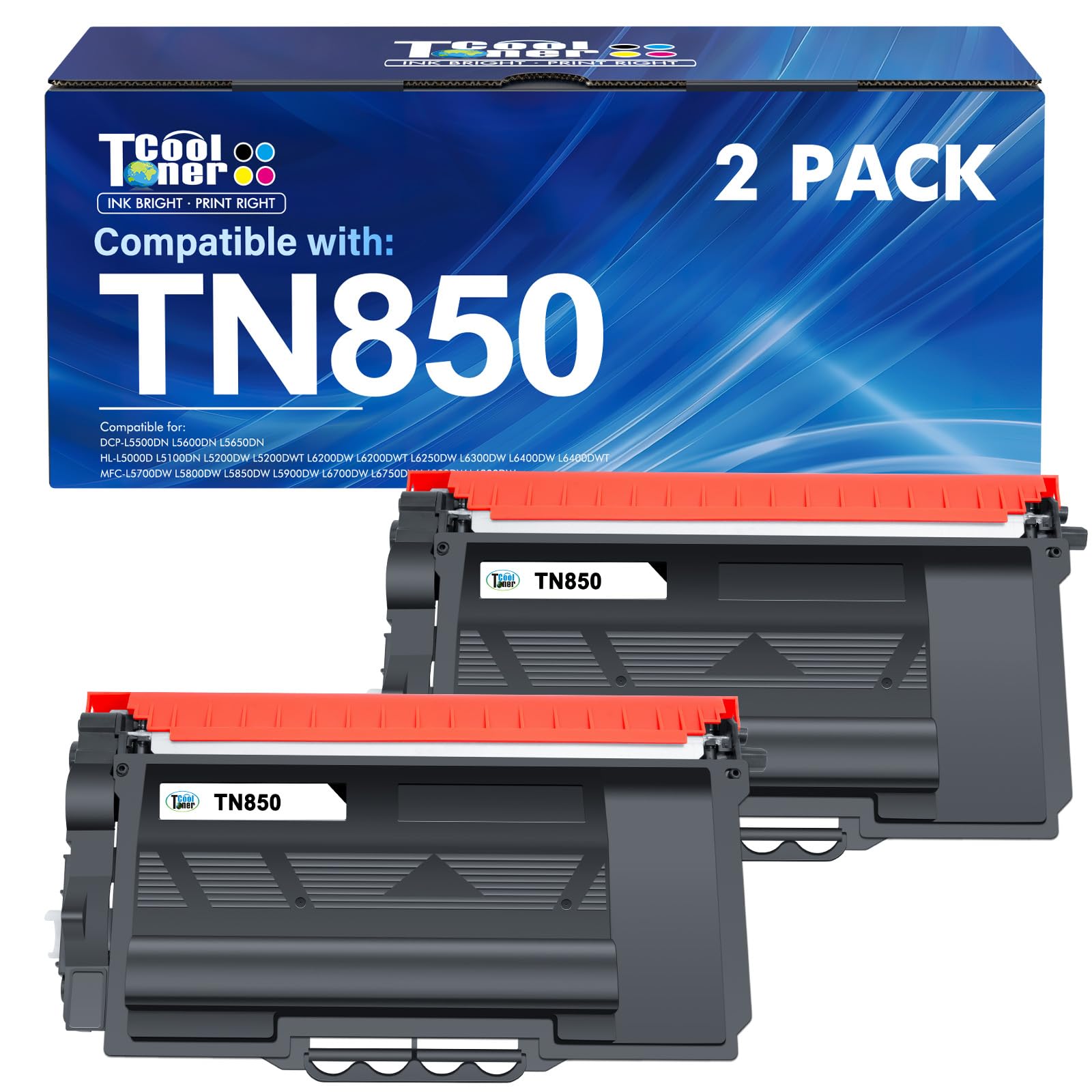 TN850 High Yield Toner Cartridge TN 850 TN820 TN-850 Black Replacement for Brother TN-820 TN 820 TN-820/TN-850 MFC-L5850DW HL-L6200DW MFC-L5900DW