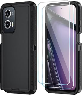 Qinmay for Motorola Moto G Stylus 5G 2024 Case, 3-Layer Cover,Black