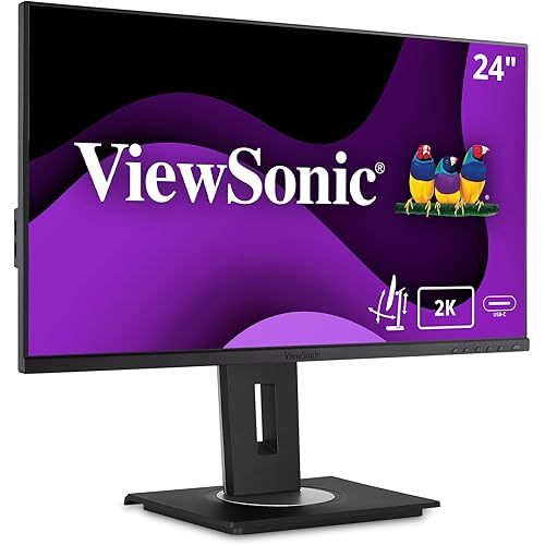 ViewSonic VG2455-2K 24 Inch IPS 1440p Monitor with USB C, HDMI, DisplayPort and 40 Degree Tilt Ergonomics for Home and Office