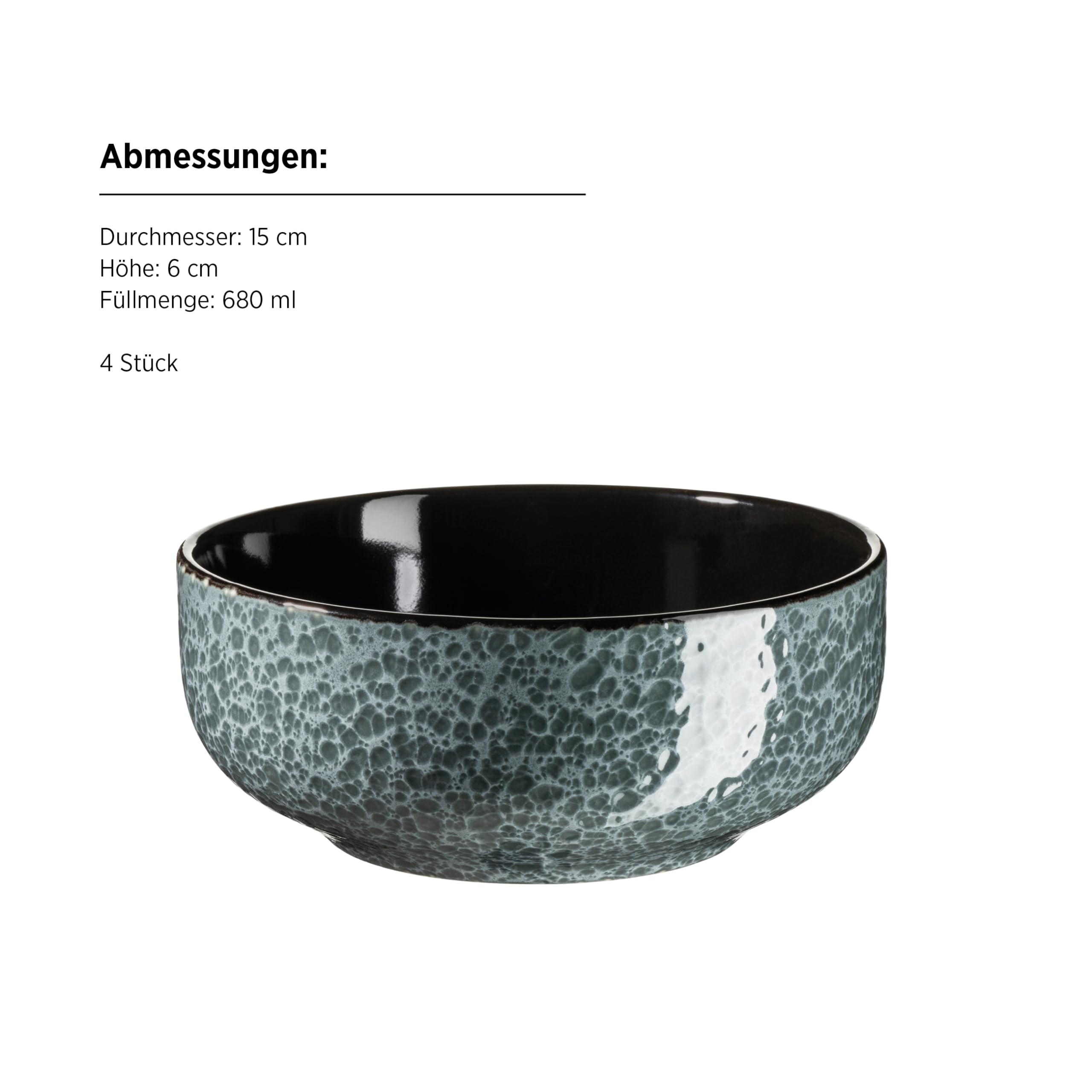 MÄSER 934110 Seria Filippa, ceramiczna zastawa stołowa dla 4 osób, nowoczesny 16-częściowy zestaw naczyń kombi; talerze, miski i kubki z glazurą reaktywną w kolorze zielonym i czarnym, kamionka,