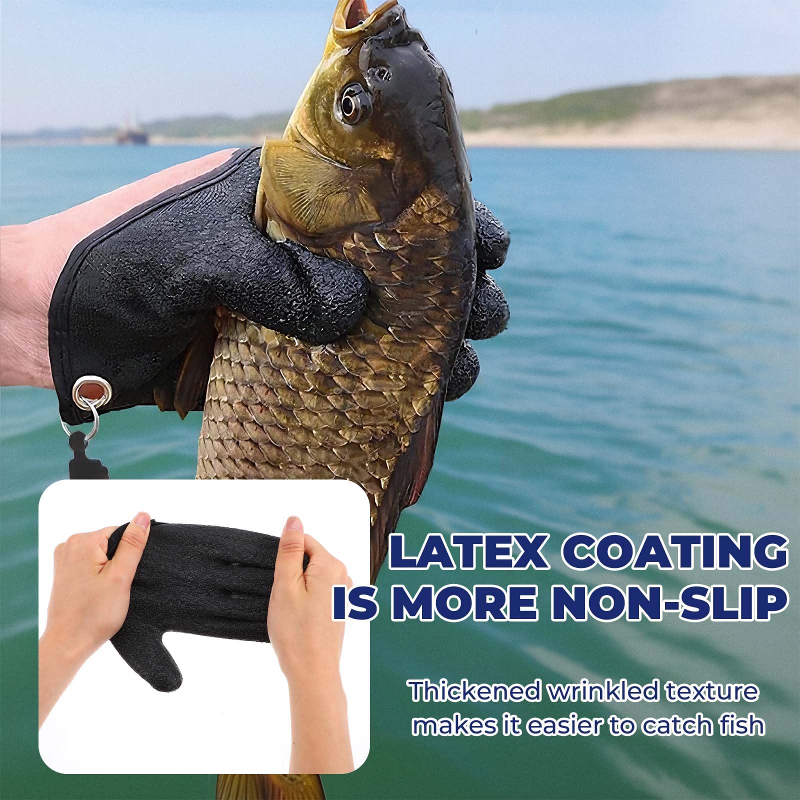 2Pcs Fishing Gloves with Magnet Release Professional Catch Fish Gloves Anti-Slip Ice Fishing Glove Non-Slip Textured Grip Palm Glove for Men Women Handling Cleaning Accessories