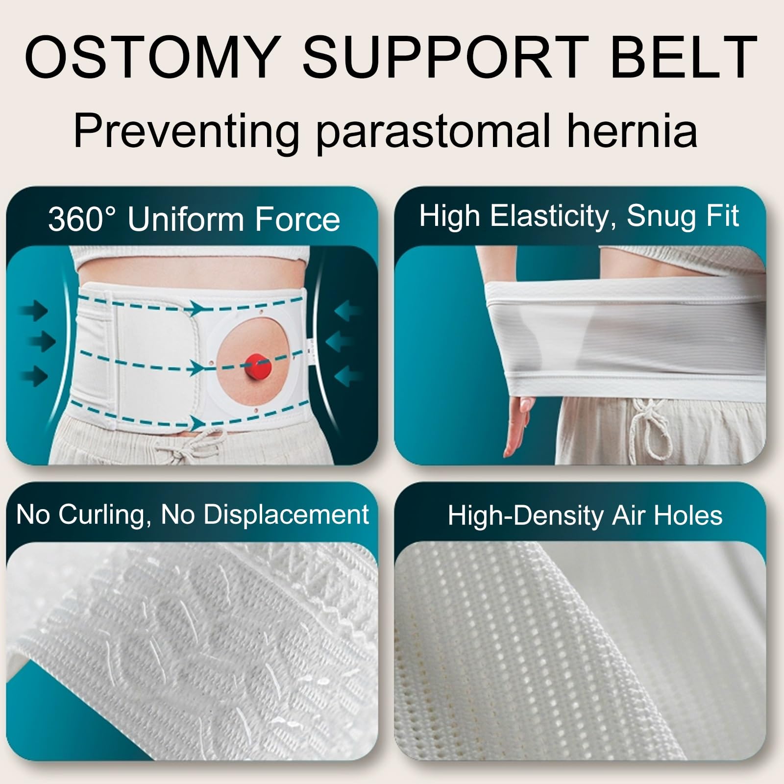 Cintura per Stomia Regolabile per Uomo e Donna, Cintura per Ernia per Stomia Medica con Fori di Diverse Dimensioni, Fascia Elastica per Ernia e Colostomia, Guaina Comfort Post-Operatoria(M)