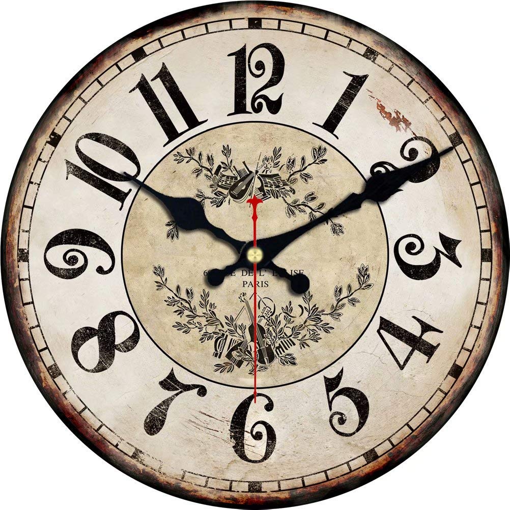 WISKALON Silent Non-Ticking Round Wall Clock 14 Inch Quality Quartz Battery Operated Wall Clock - Running Horses