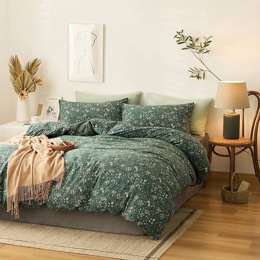 Amazon.co.jp: VM VOUGEMARKET グリーンフラワー布団カバー