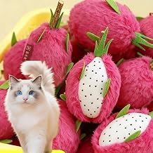 Cat Chew Toy Cute Realistic Fruit Design Mangosteen Durian Dragonfruit Set Catnip Silver Vine Durable Quiet Indoor Cat Toys Pet Accessories Dragon Fruit 2pcs