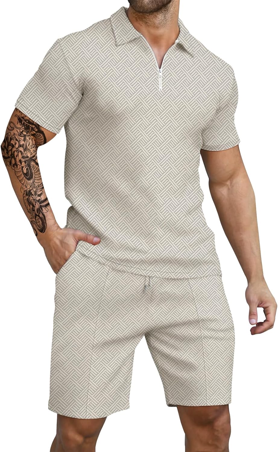 Men Short Sets Outfits 2 Piece Summer Tracksuit Short Sleeve Polo Mens Shirt And Short Set Summer Outfits For Men